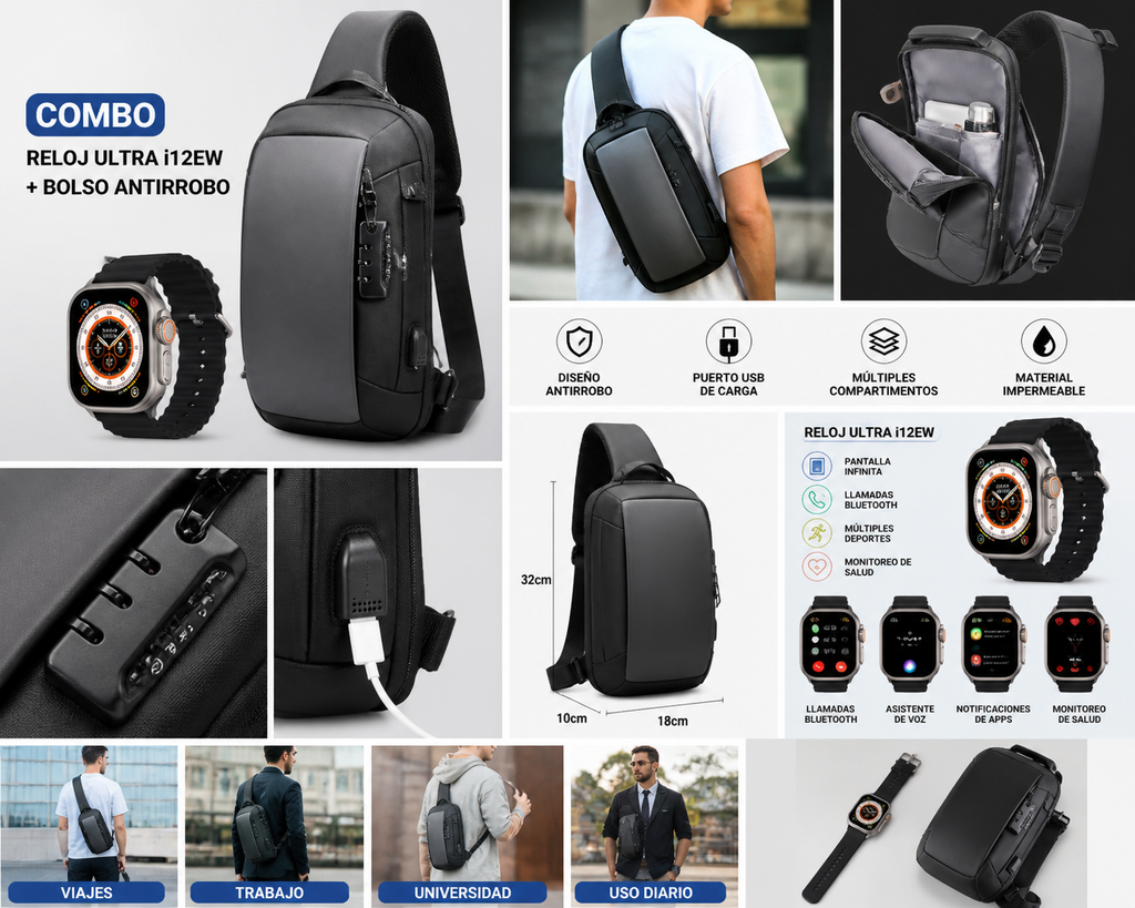 Reloj Ultra+i12(EW) + Bolso Antirrobo MN